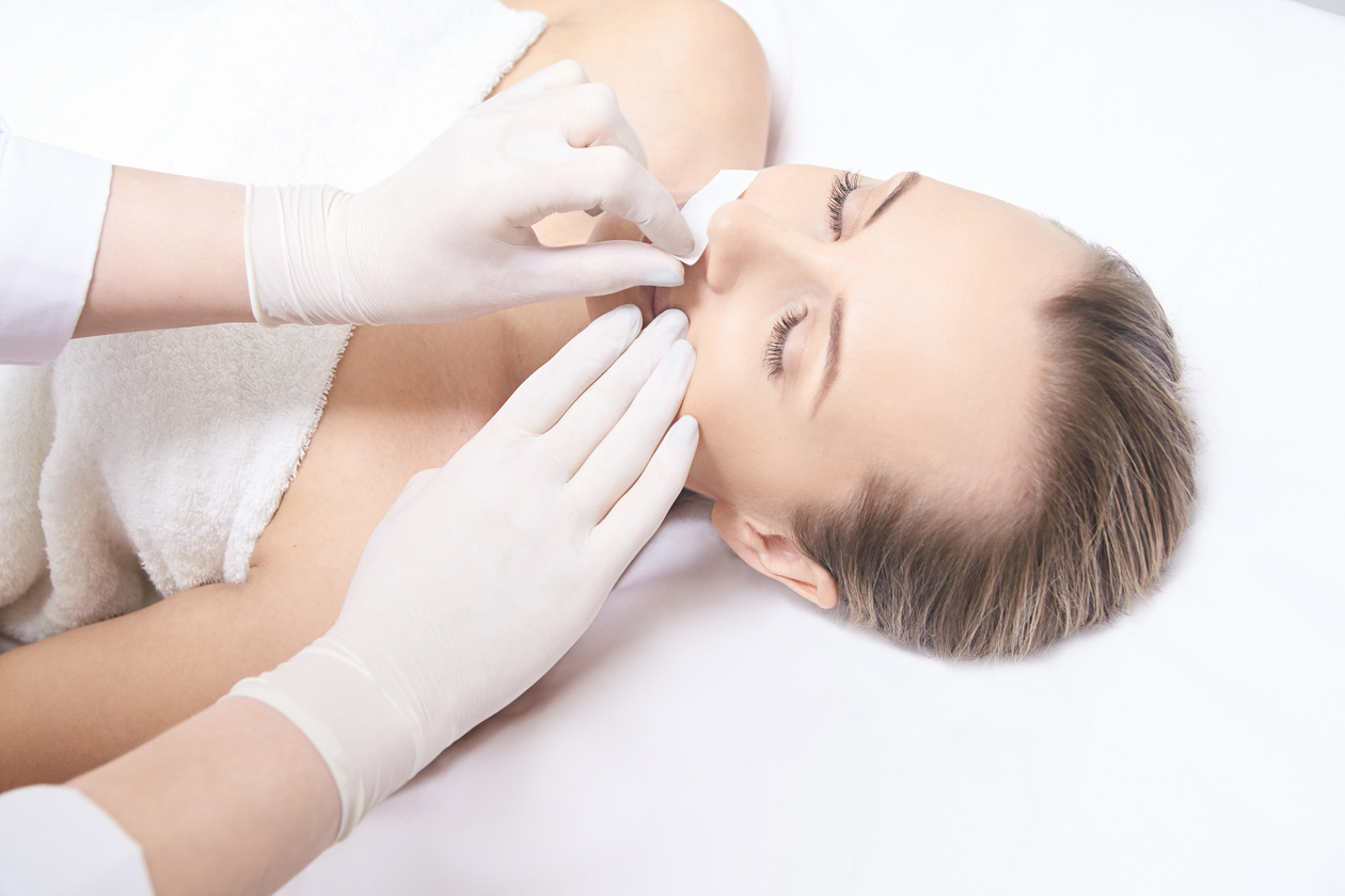 Woman Getting Her Facial Hair Waxed