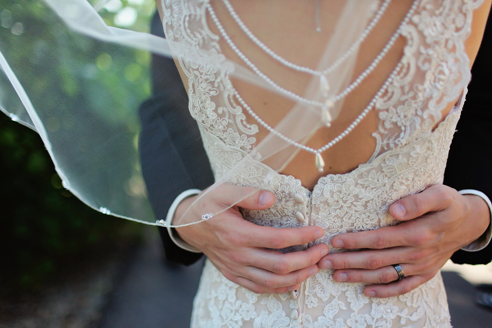 Woman Wearing Beige Bridal Gown during Day Time